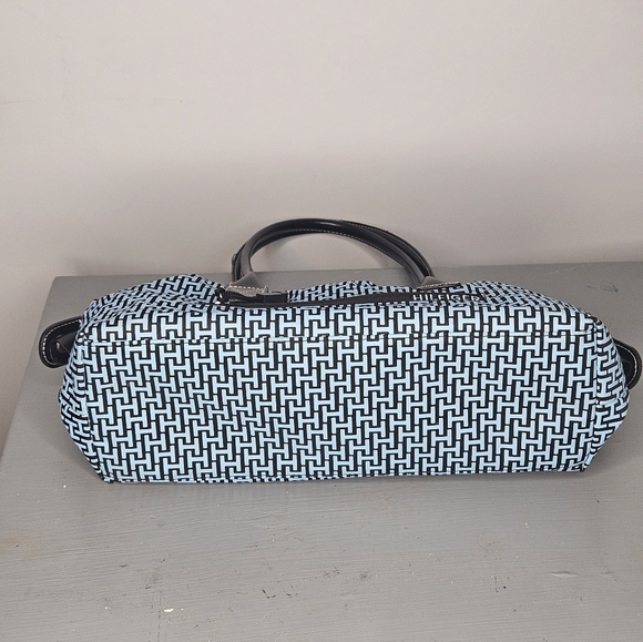 Tommy Hilfiger Monogram Black and Blue Vinyl Shoulderbag 12" x 7" x 5" - Picture 6 of 8